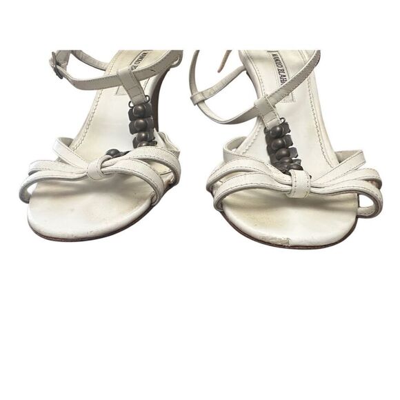 Manolo Blahnik White Leather Strappy Heels Sandals Size 361/2 - Picture 4 of 6